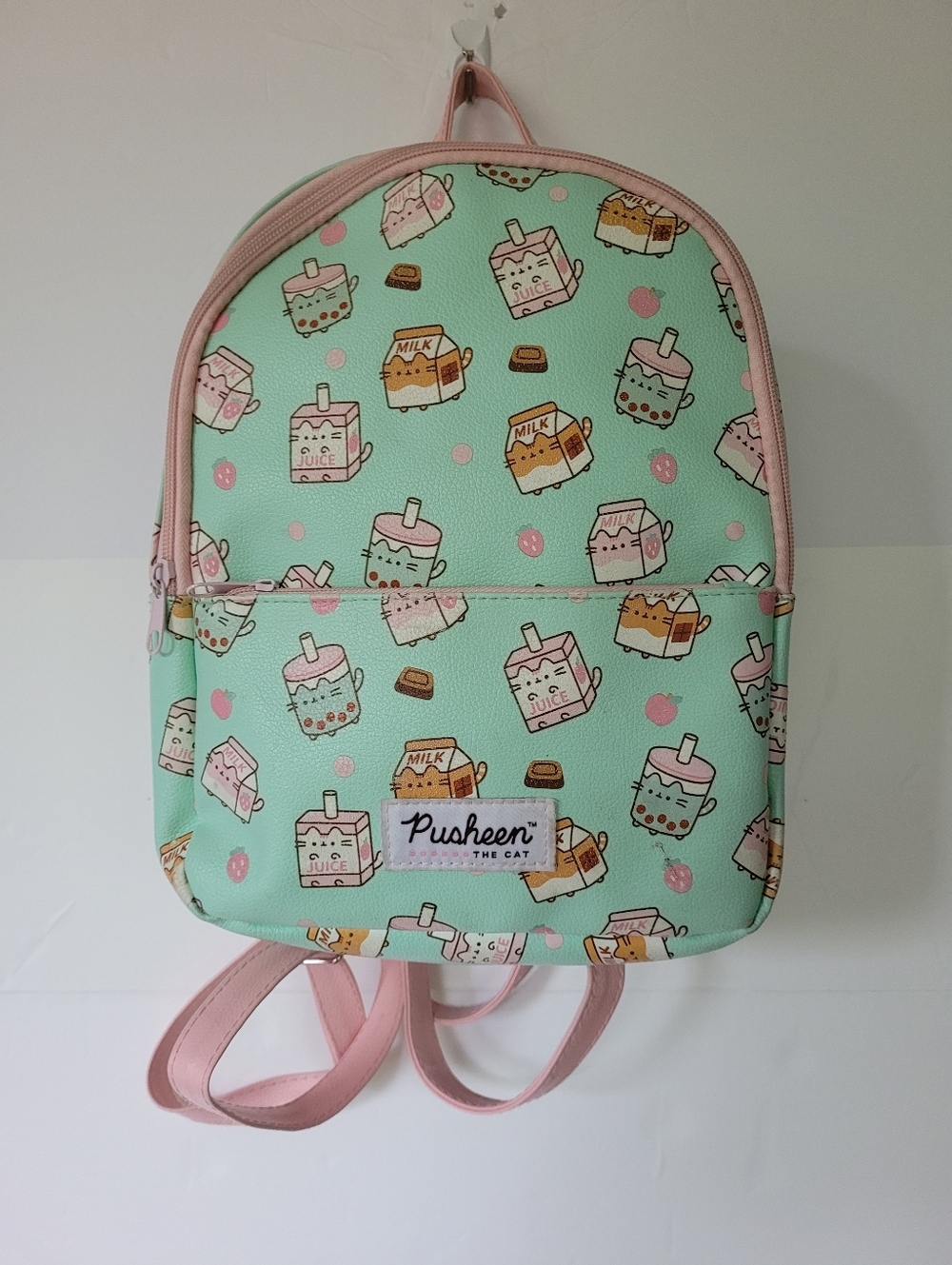 Pusheen The Cat Milk Cartoon Mint and Pink Mini Backpack .